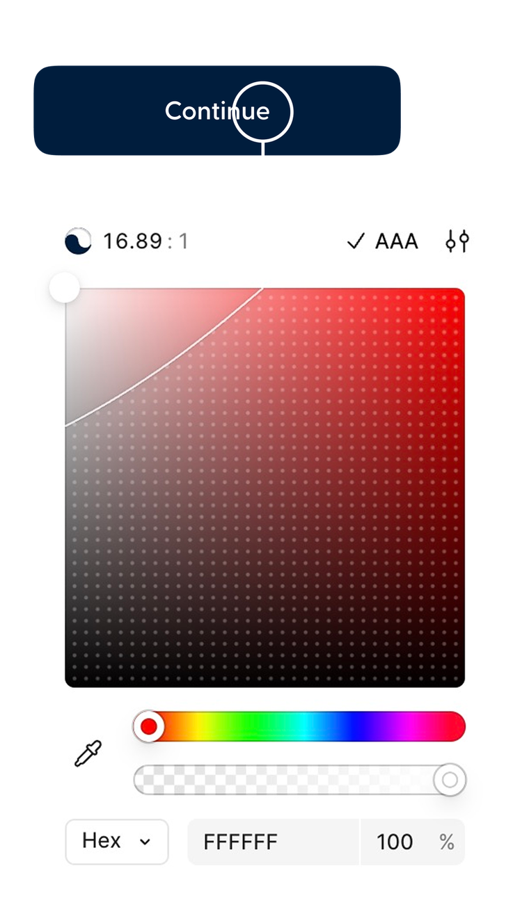 A color picker showing a high-contrast, WCAG-checked palette