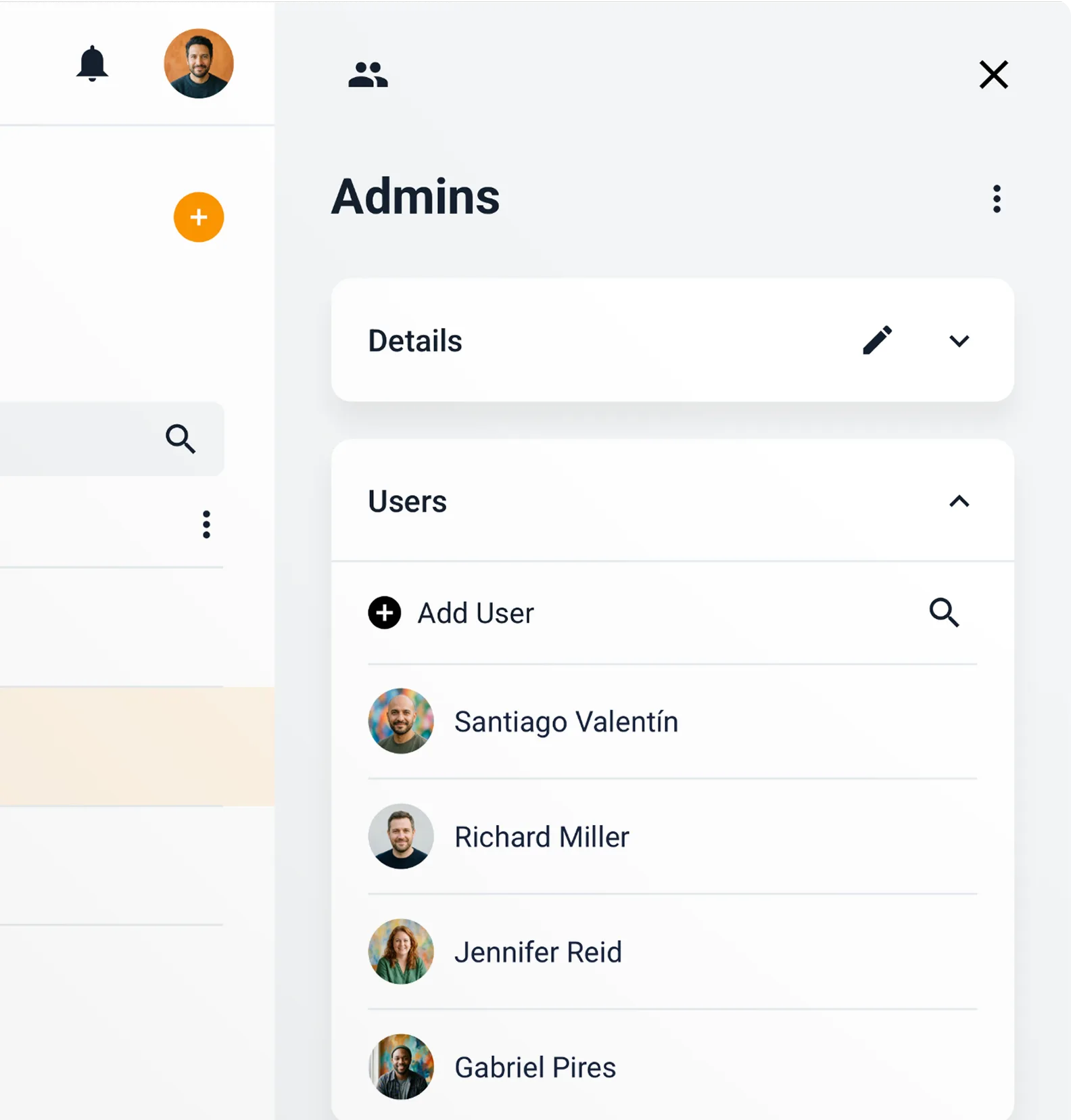 ADX administration users interface