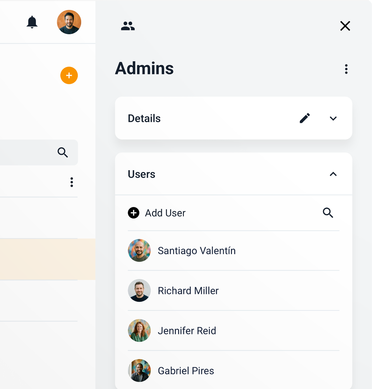 ADX administration users interface