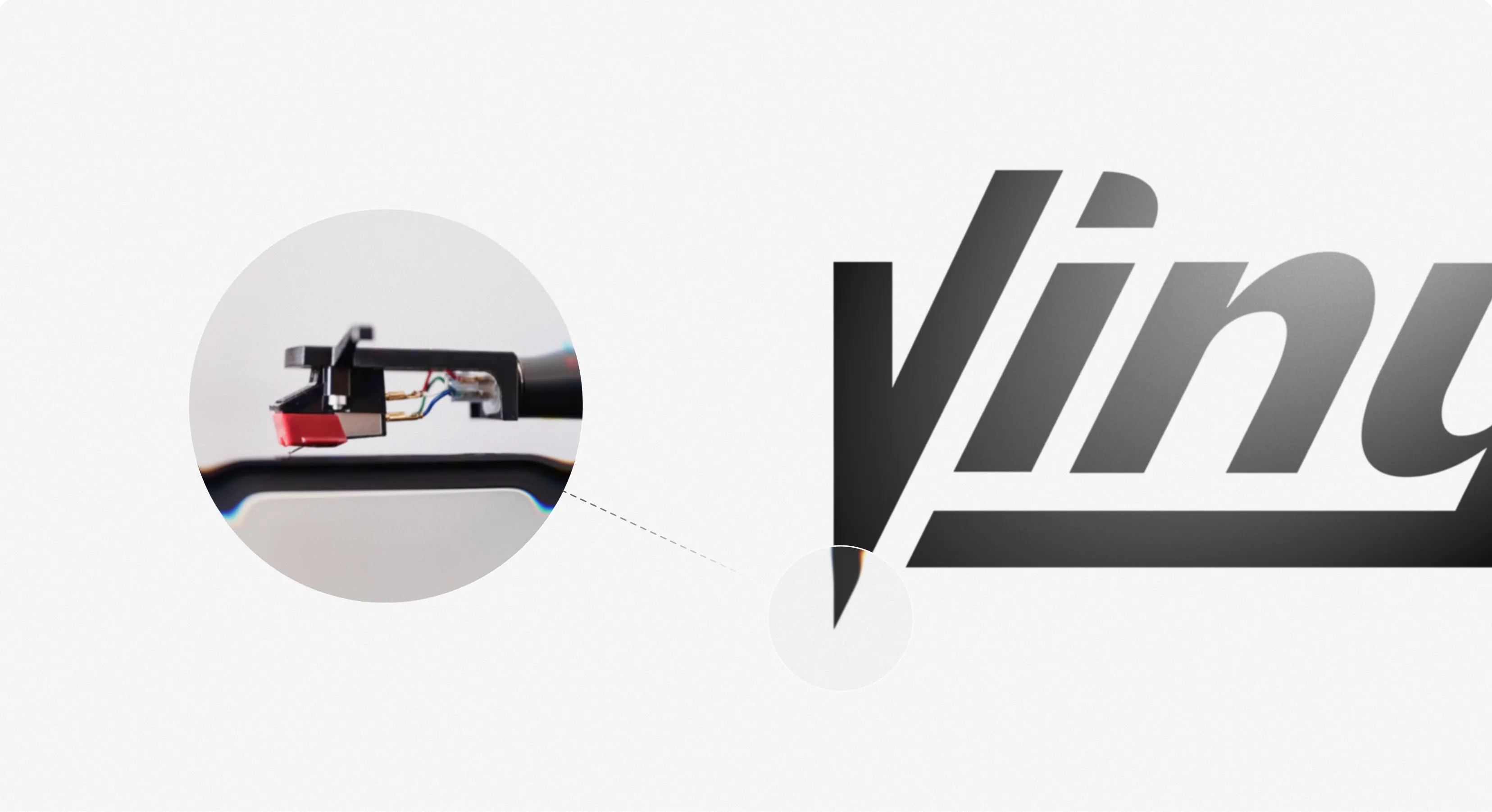 Vinylfy wordmark with the V built from a turntable needle