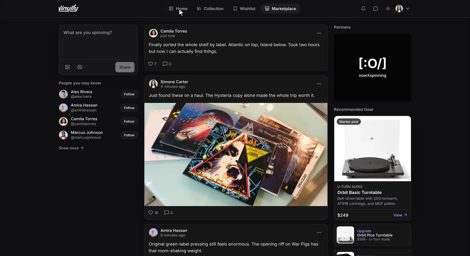 Vinylfy home feed
