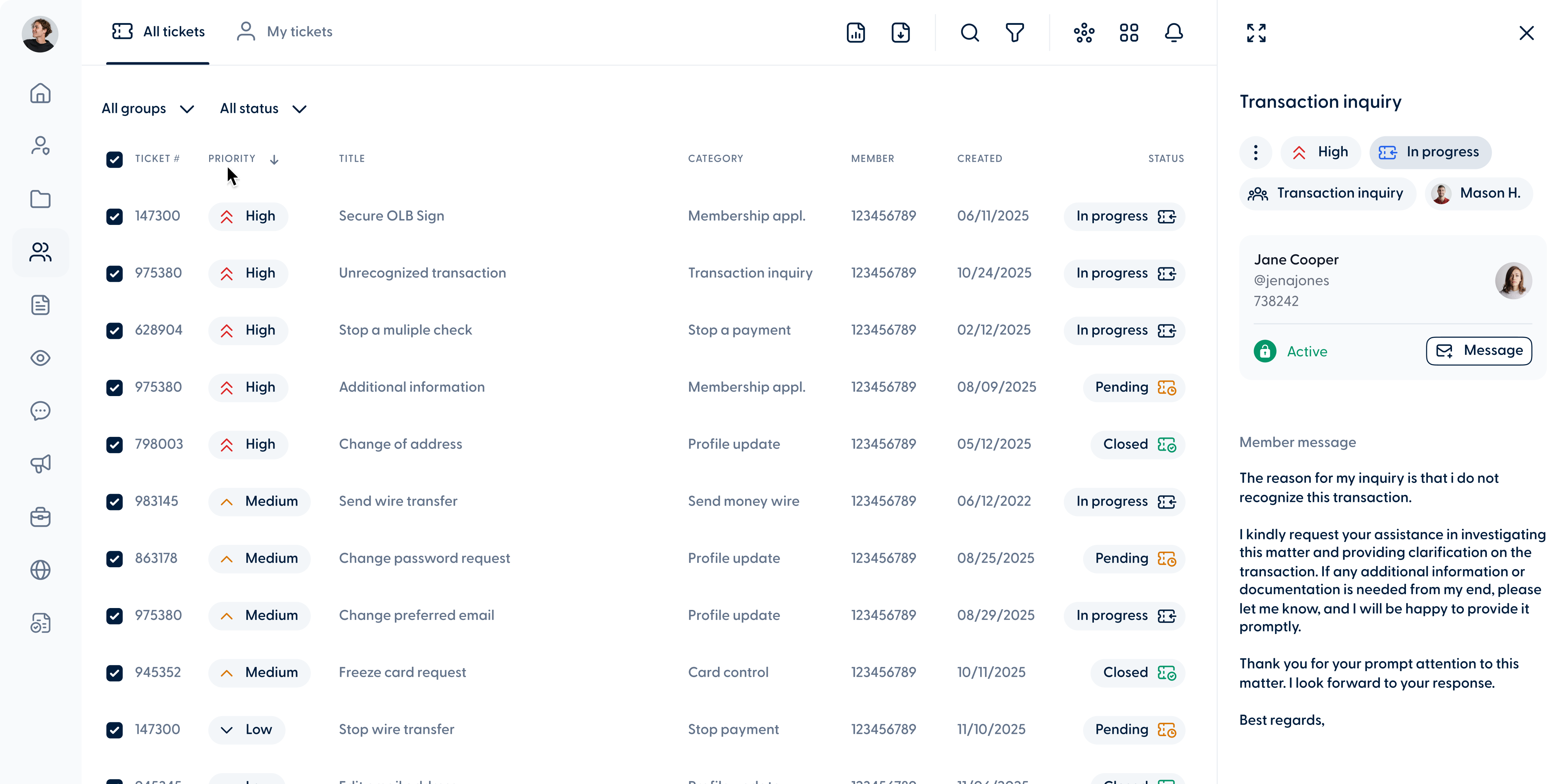 Blossom Magic, the back-office admin product staff use, a wide ticketing table