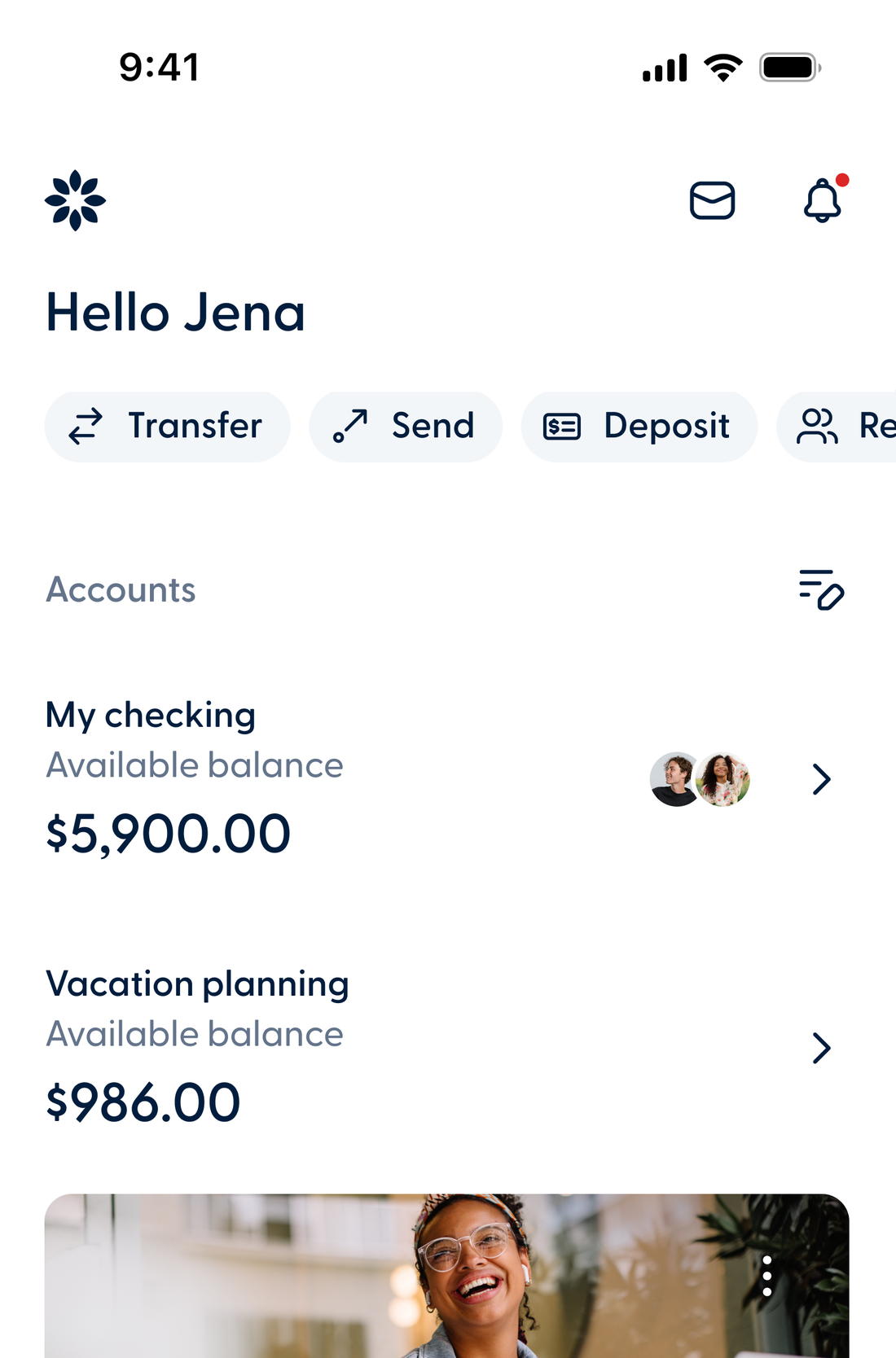 Blossom You, the retail banking app members use, on mobile