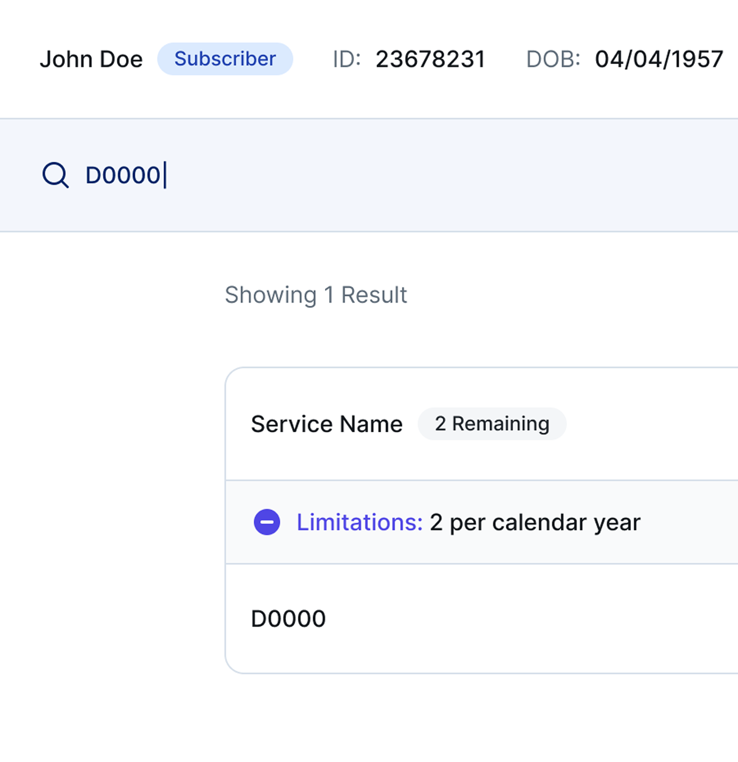 Search field filtering procedure codes