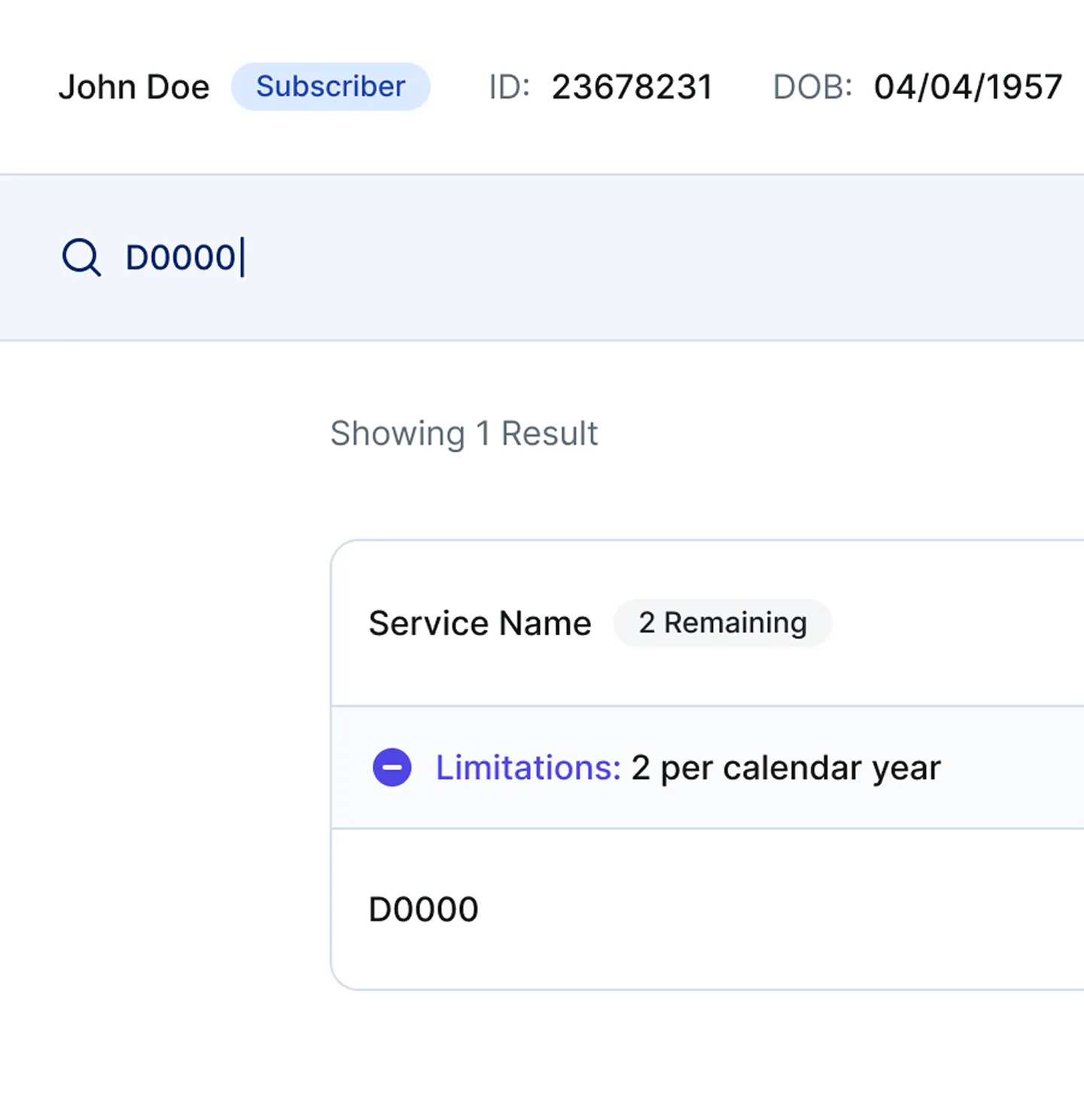 Search field filtering procedure codes