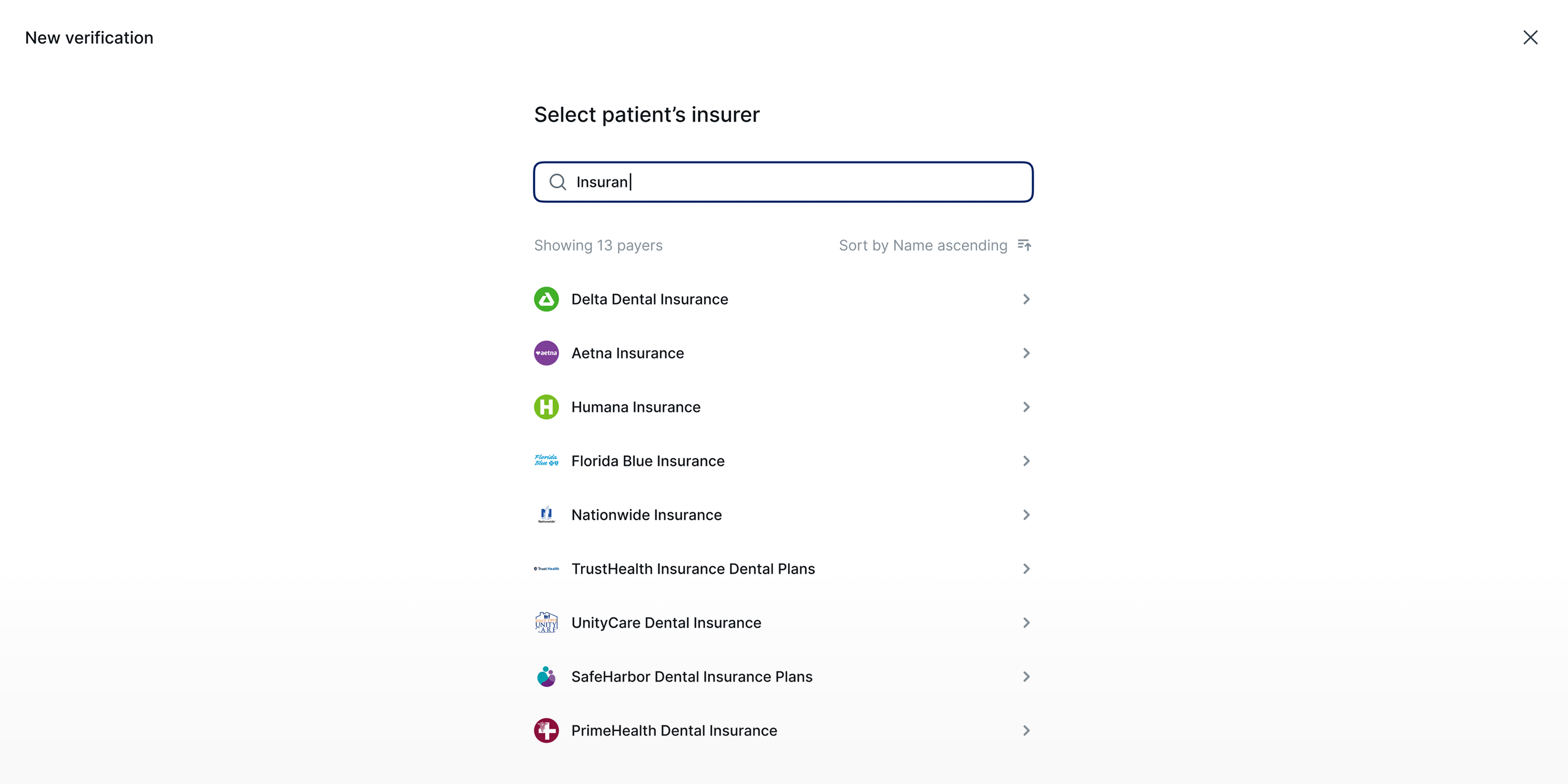 Verification flow showing benefits and deductible summary