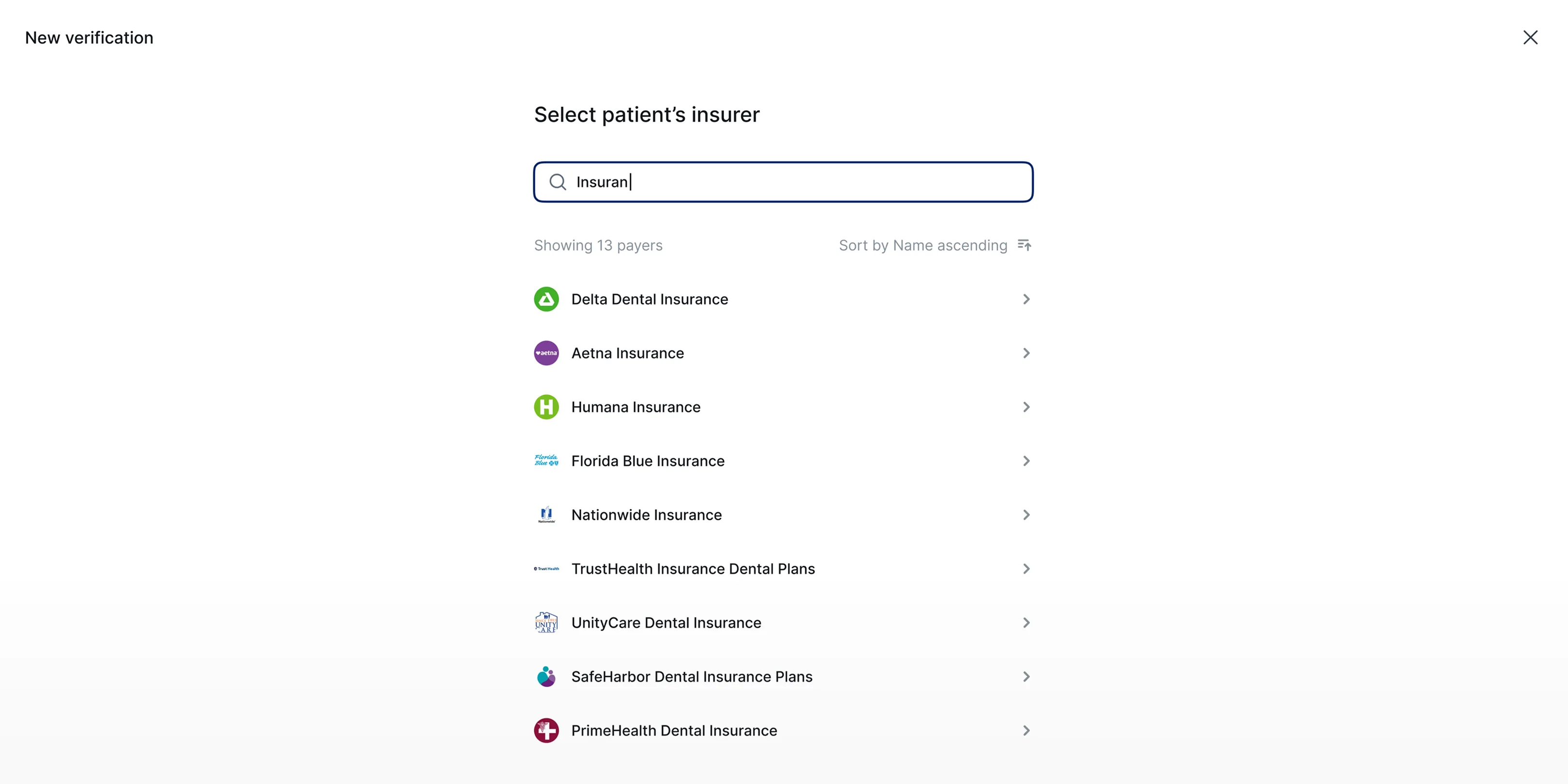 Verification flow showing benefits and deductible summary
